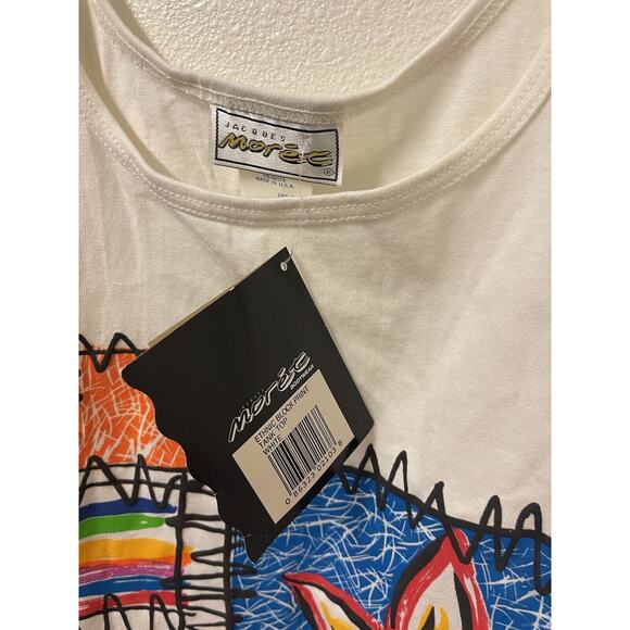 NWT 80s Vintage Jacques Moret Double Tank Top ETHNIC BLOCK PRINT TANK TOP OS - Picture 6 of 7